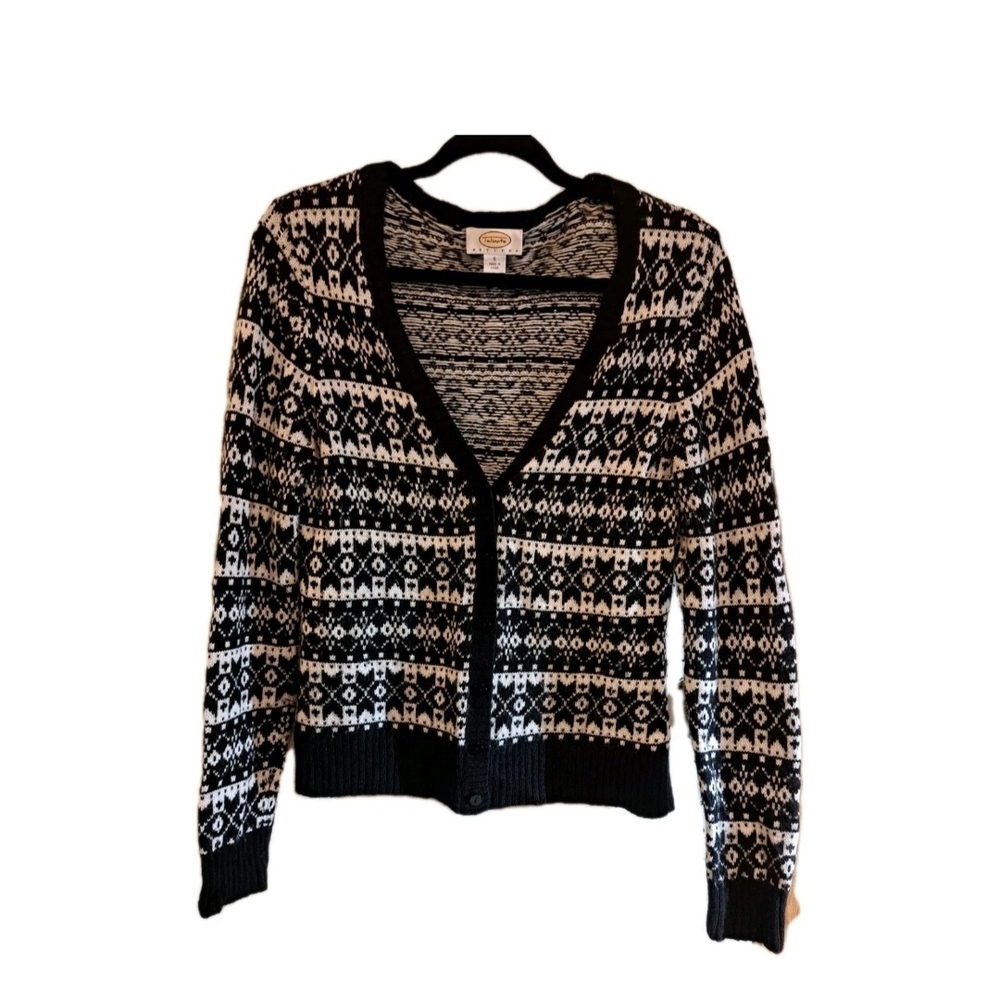 Talbots Lambs Wool Cardigan Eclectic Grandpa Women's Size S Nordic Classic Lux